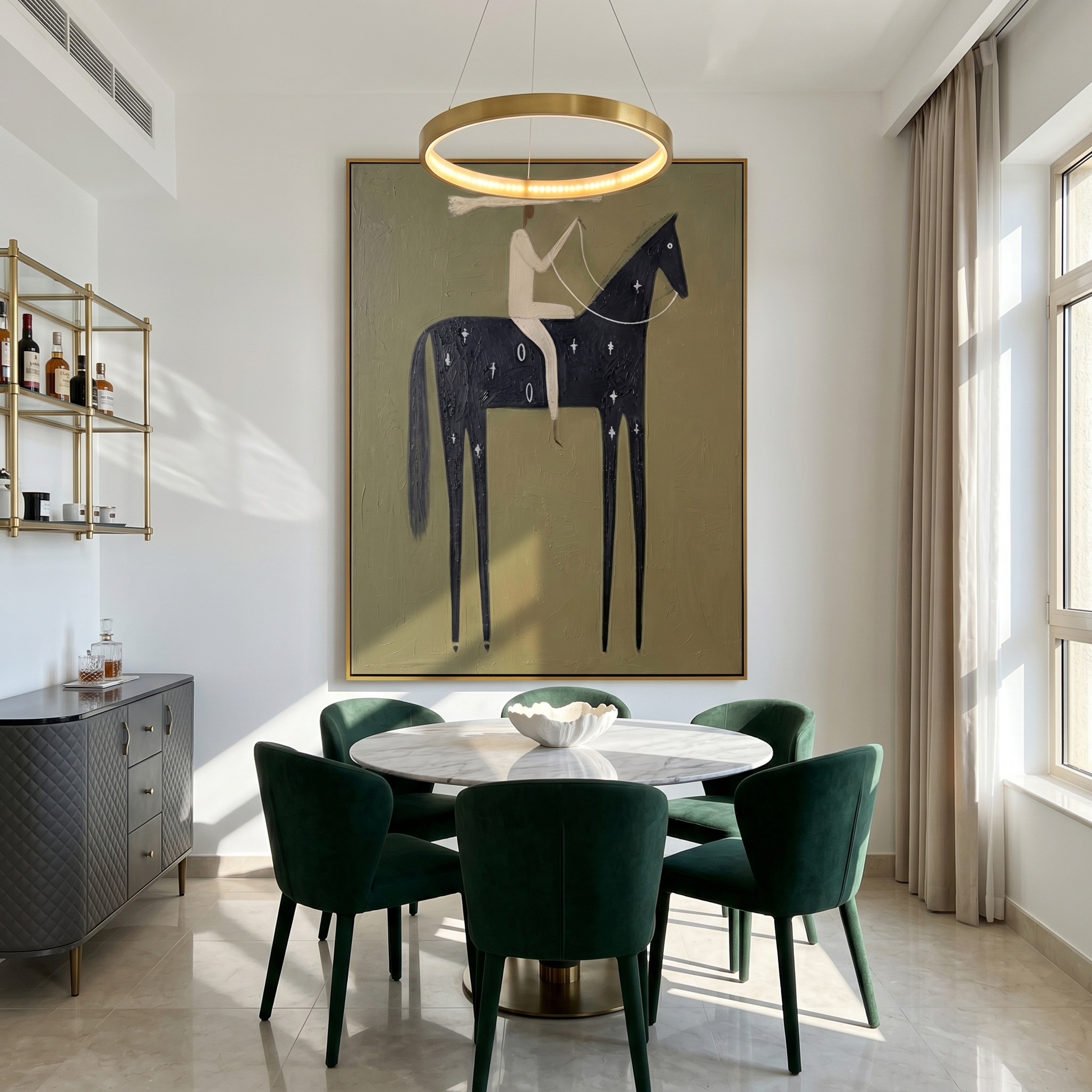 Western Reverie – brown and black modern western equestrian art, vertical hand-painted canvas art – view 6