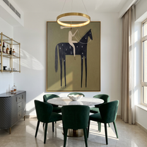 Western Reverie – brown and black modern western equestrian art, vertical hand-painted canvas art – view 6