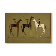 Amber Whisper – brown modern western equestrian art, horizontal hand-painted canvas art – view 1