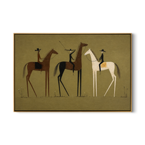Amber Whisper – brown modern western equestrian art, horizontal hand-painted canvas art – view 1