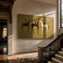 Amber Whisper – brown modern western equestrian art, horizontal hand-painted canvas art – view 3