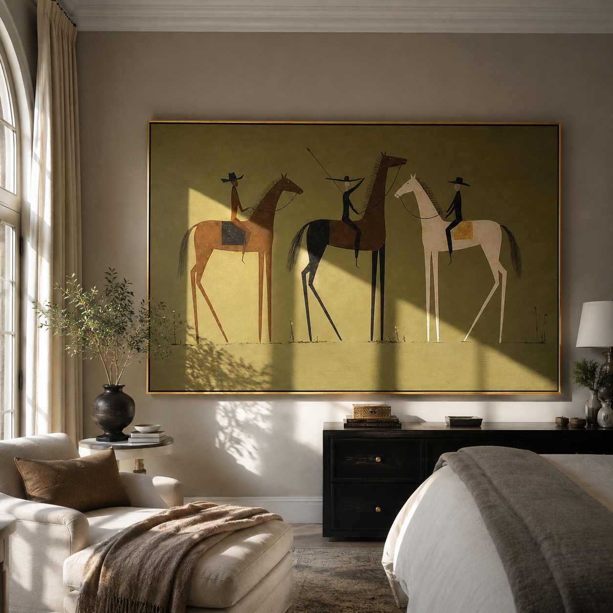 Amber Whisper – brown modern western equestrian art, horizontal hand-painted canvas art – view 4