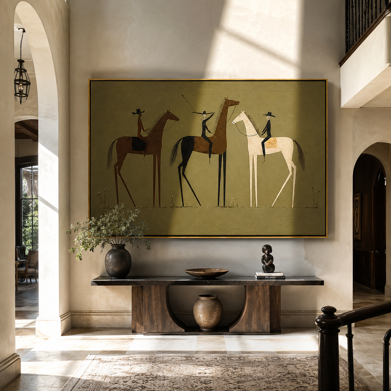 Amber Whisper – brown modern western equestrian art, horizontal hand-painted canvas art – view 5