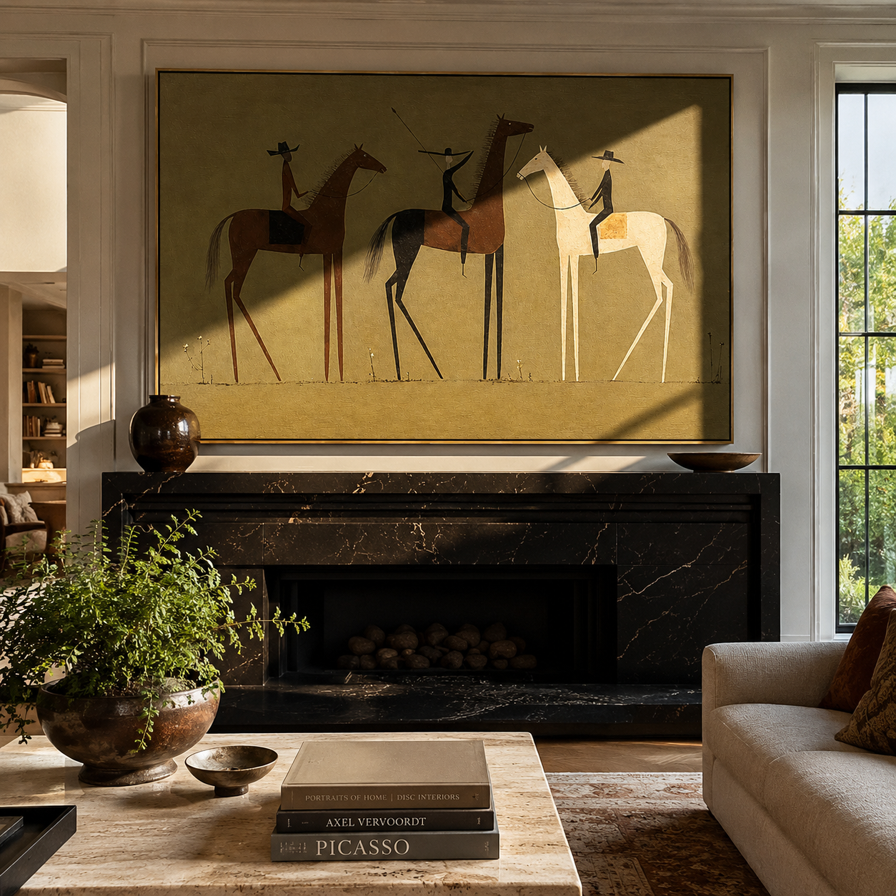 Amber Whisper – brown modern western equestrian art, horizontal hand-painted canvas art – view 6
