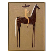 Hidden Story – gold and brown modern western equestrian art, vertical hand-painted canvas art – view 1