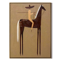 Hidden Story – gold and brown modern western equestrian art, vertical hand-painted canvas art – view 1