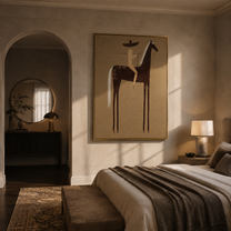Hidden Story – gold and brown modern western equestrian art, vertical hand-painted canvas art – view 5