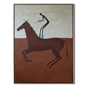 Open Grace – brown and gray modern western equestrian art, vertical hand-painted canvas art – view 1