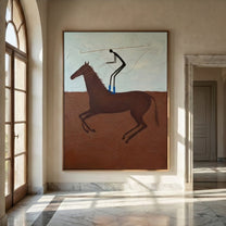 Open Grace – brown and gray modern western equestrian art, vertical hand-painted canvas art – view 6
