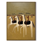 Four Riders Enter Gold – gold and brown modern western equestrian art, vertical hand-painted canvas art – view 1