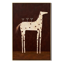 Three Glasses Ride Ivory – brown and black modern western equestrian art, vertical hand-painted canvas art – view 1