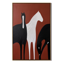 Ivory Walks Between Shadows – brown and black modern western equestrian art, vertical hand-painted canvas art – view 1