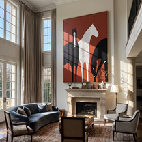 Ivory Walks Between Shadows – brown and black modern western equestrian art, vertical hand-painted canvas art – view 2
