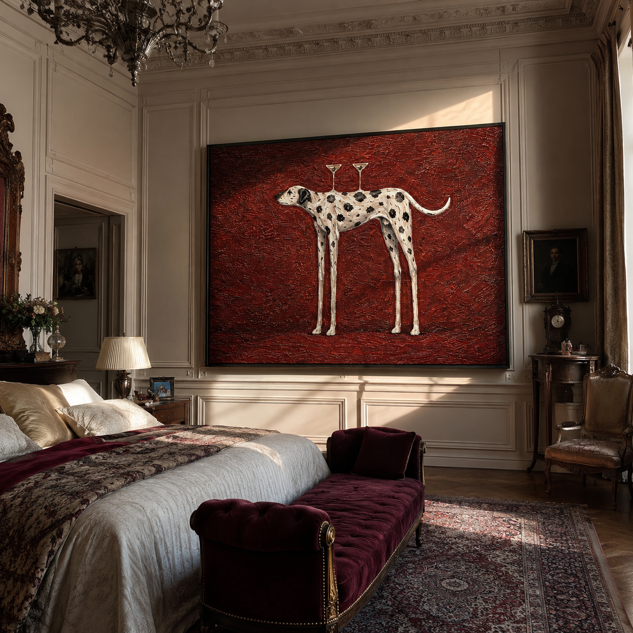 Two Glasses Cross Crimson – brown and black modern western equestrian art, horizontal hand-painted canvas art – view 4