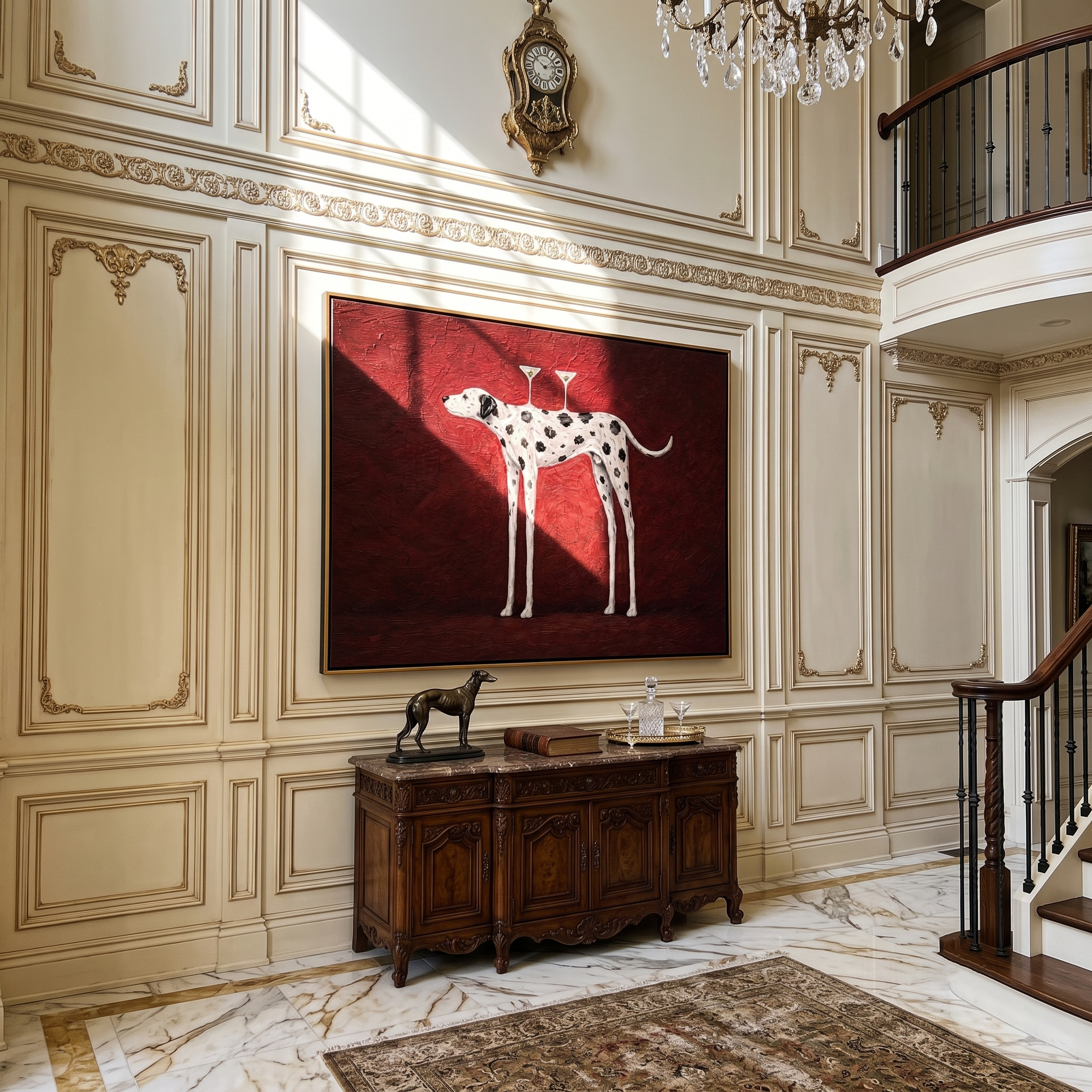 Two Glasses Cross Crimson – brown and black modern western equestrian art, horizontal hand-painted canvas art – view 6
