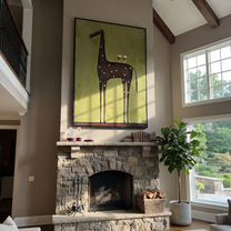 Still Hooves Hold the Horizon - modern horse portrait by Isabelle Laurent, modern Western vertical wall art – styled room scene view 5