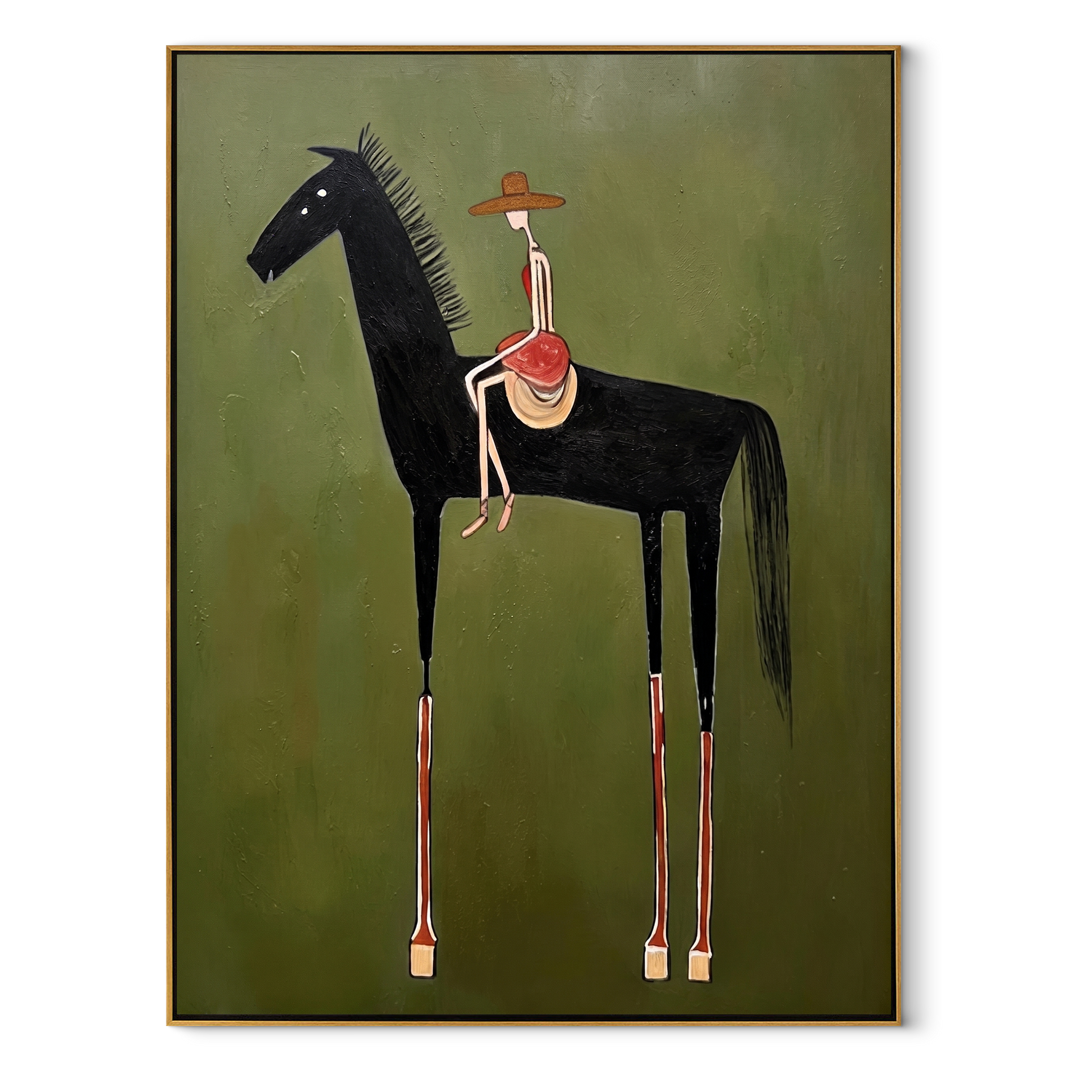 Long Mane Hold the Horizon - modern horse portrait by Isabelle Laurent, modern Western vertical wall art – wood frame on white background