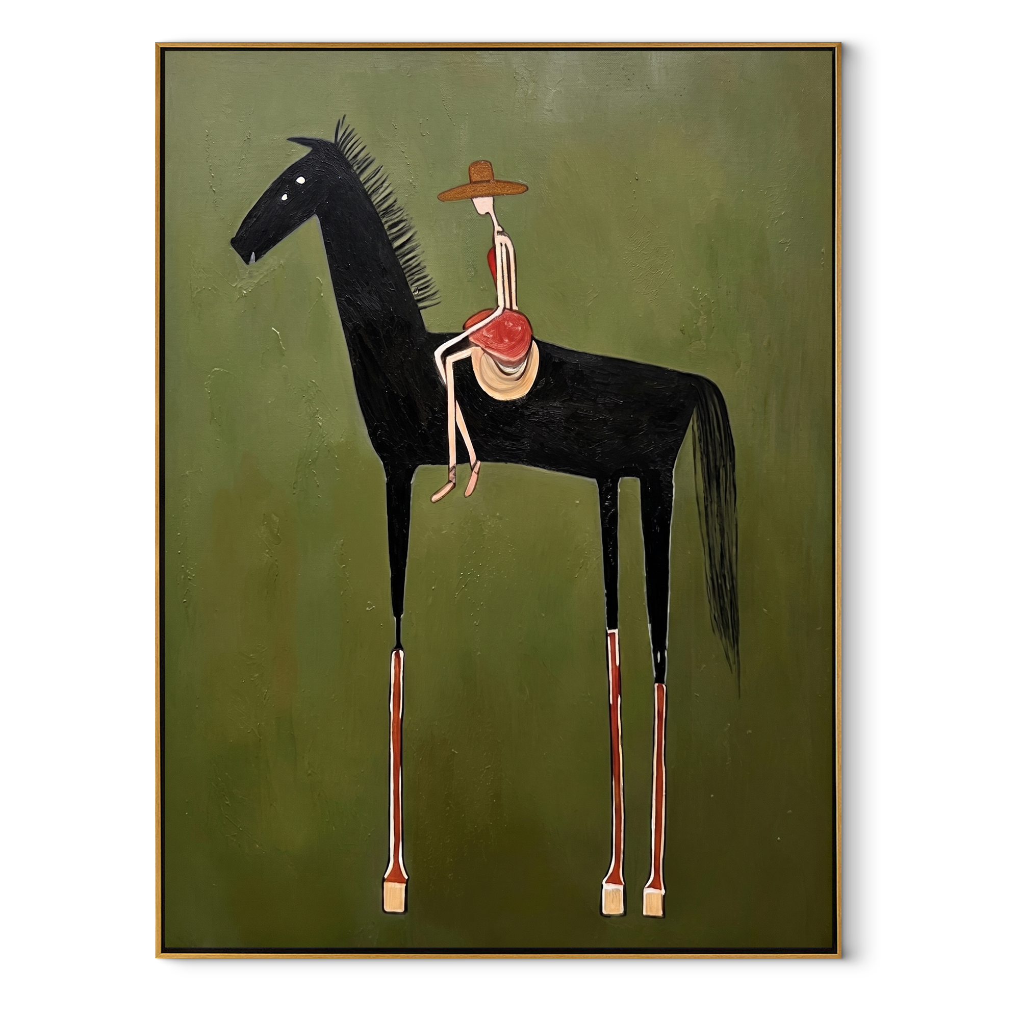 Long Mane Hold the Horizon - modern horse portrait by Isabelle Laurent, modern Western vertical wall art – wood frame on white background