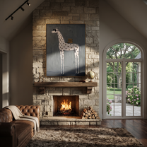 Long Mane Cross the Quiet Field - modern horse portrait by Isabelle Laurent, modern Western vertical wall art – styled room scene view 4