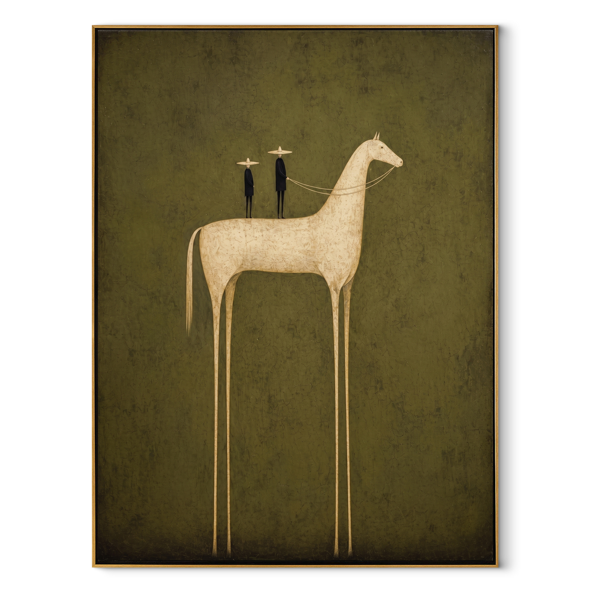 Quiet Reins Wait beneath the Stars - modern horse portrait by Isabelle Laurent, modern Western vertical wall art – wood frame on white background