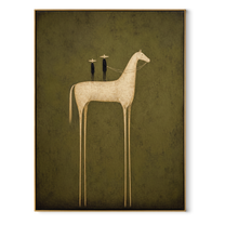 Quiet Reins Wait beneath the Stars - modern horse portrait by Isabelle Laurent, modern Western vertical wall art – wood frame on white background