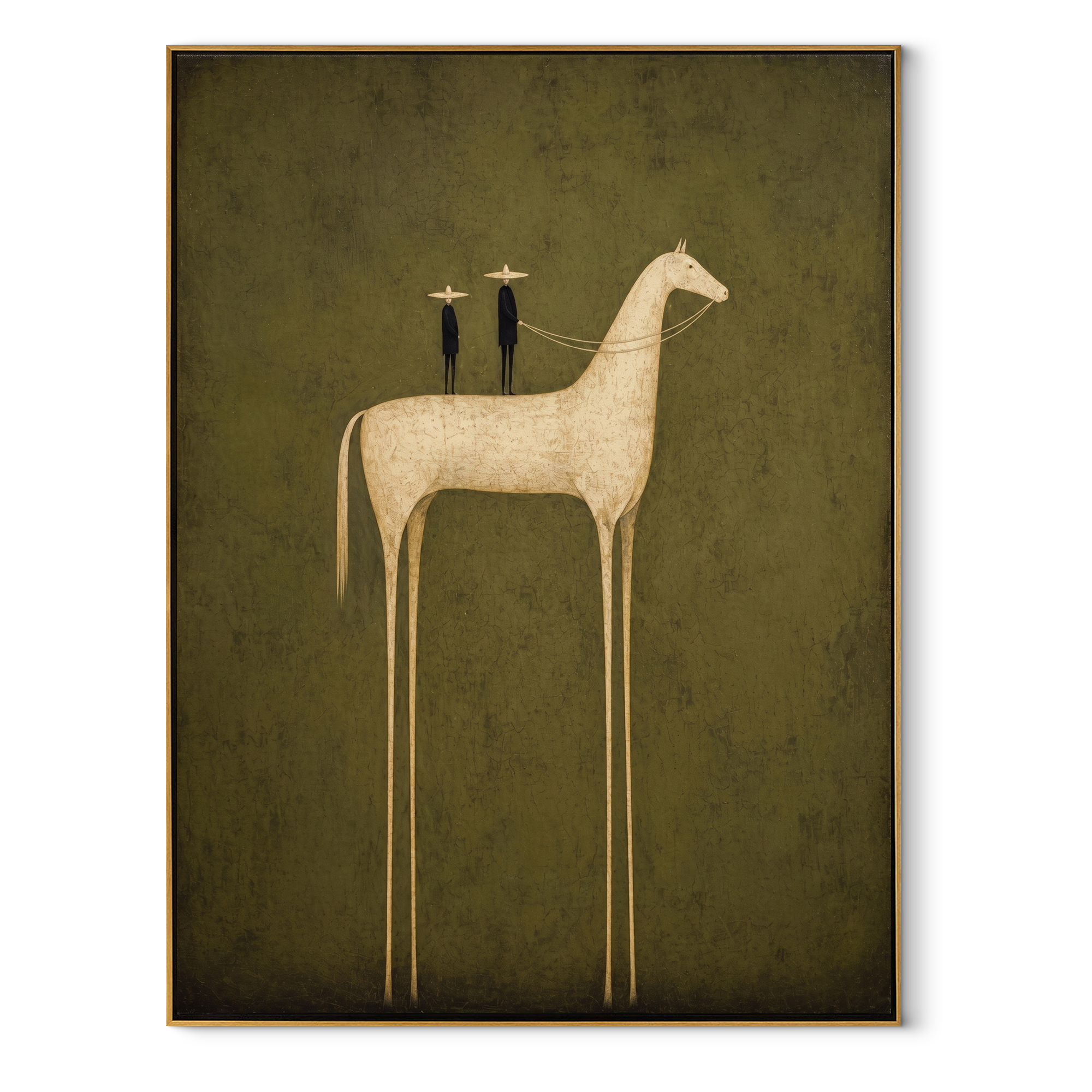 Quiet Reins Wait beneath the Stars - modern horse portrait by Isabelle Laurent, modern Western vertical wall art – wood frame on white background