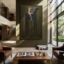 Desert Rhythm Wait beneath the Stars - modern horse portrait by Isabelle Laurent, modern Western vertical wall art – styled room scene view 2