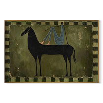 Long Mane Carry the Morning - modern horse portrait by Isabelle Laurent, modern Western horizontal wall art – wood frame on white background