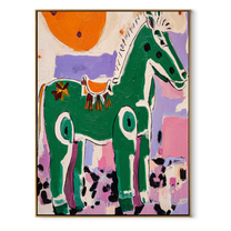 Moonlit Horse Carry the Morning - modern horse portrait by Isabelle Laurent, modern Western vertical wall art – wood frame on white background
