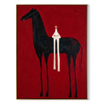 Western Stars Meet the Open Sky - horse and rider painting by Isabelle Laurent, modern Western vertical wall art – wood frame on white background