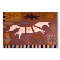 Gentle Strength Meet the Open Sky - running horse painting by Isabelle Laurent, modern Western horizontal wall art – wood frame on white background