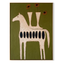 Gentle Strength Follow the Dust Road - folk horse painting by Isabelle Laurent, modern Western vertical wall art – wood frame on white background