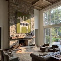 Gentle Strength Follow the Dust Road - folk horse painting by Isabelle Laurent, modern Western vertical wall art – styled room scene view 5