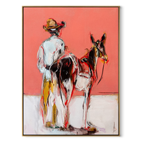Midnight Rider Guard the Silence - expressive equestrian painting by Isabelle Laurent, modern Western vertical wall art – wood frame on white background