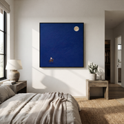 Desert Rhythm Guard the Silence - symbolic horse and rider painting by Isabelle Laurent, modern Western square wall art – styled room scene view 1