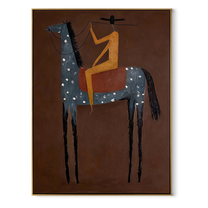 Western Stars Rise into Light - horse and rider painting by Isabelle Laurent, modern Western vertical wall art – wood frame on white background