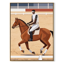Desert Rhythm Share the Long Journey - expressive equestrian painting by Isabelle Laurent, modern Western vertical wall art – wood frame on white background