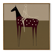 Wild Grace Share the Long Journey - symbolic horse and rider painting by Isabelle Laurent, modern Western square wall art – wood frame on white background