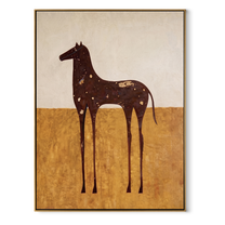 White Spots Drift across the Brown Horse - spotted brown horse painting by Isabelle Laurent, modern Western vertical wall art – wood frame on white background