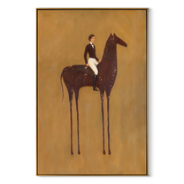 White Breeches Ride Dapples - spotted horse rider painting by Isabelle Laurent, modern Western vertical wall art – wood frame on white background
