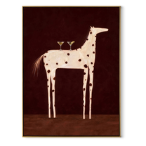 Three Martinis Cross Spots - spotted horse cocktail painting by Isabelle Laurent, modern Western vertical wall art – wood frame on white background