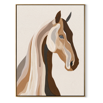 Two Profiles Share Breath - modern horse head portrait by Isabelle Laurent, modern Western vertical wall art – wood frame on white background