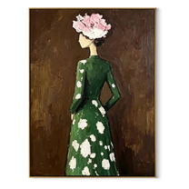 White Flowers Turn Away - woman floral back portrait by Marcus Lau, retro modern vertical wall art – wood frame on white background