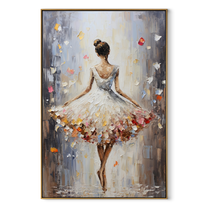 Confetti Hem Holds Balance - white ballet dancer by Marcus Lau, Retro Modern vertical wall art – wood frame on white background