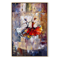 Two Dancers Trade Fire - red and white dancers by Marcus Lau, Retro Modern vertical wall art – wood frame on white background