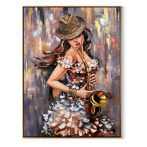 Saxophone Meets Feathered Light - woman with saxophone by Marcus Lau, Retro Modern vertical wall art – wood frame on white background
