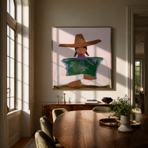 Green Stars Fold Arms - green star blouse woman by Marcus Lau, Retro Modern square wall art – styled room scene view 4