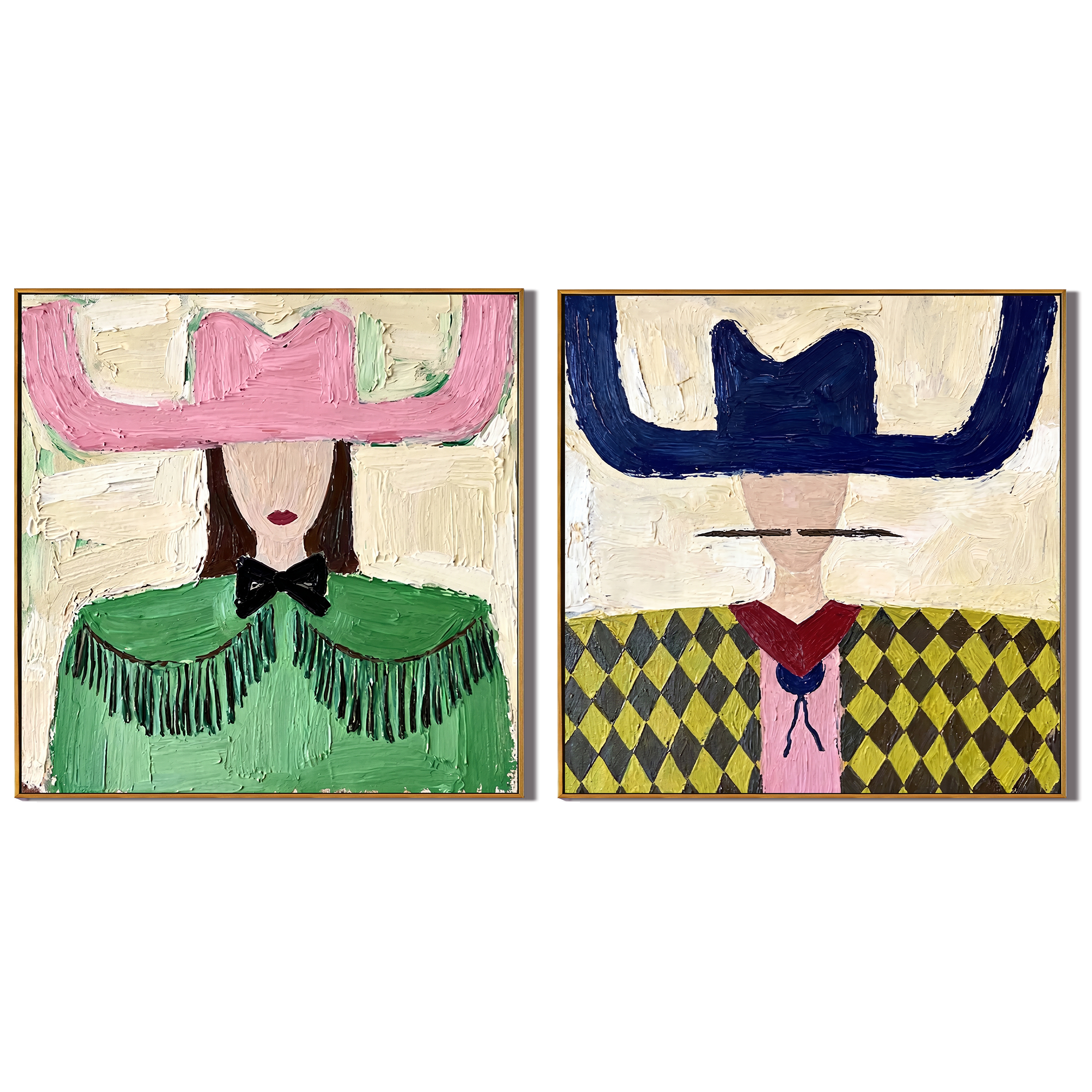 Mesa Woman Carries Weaving – Americana Woman with Woven Accessory Painting | Boho Chic Square Living Room Art