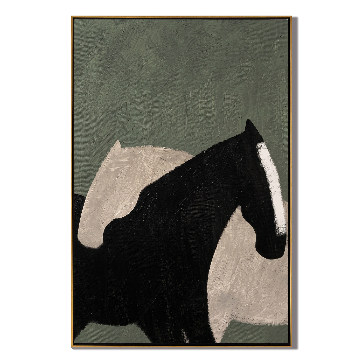 Pale Shadow Meets Black — gray and black modern figurative vintage americana art, set of 2 hand-painted canvas art – view 1