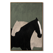Pale Shadow Meets Black — gray and black modern figurative vintage americana art, set of 2 hand-painted canvas art – view 1